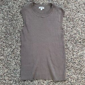 Brown Ribbed Sweater Tank | Minimalist Knit Top | MittoShop S